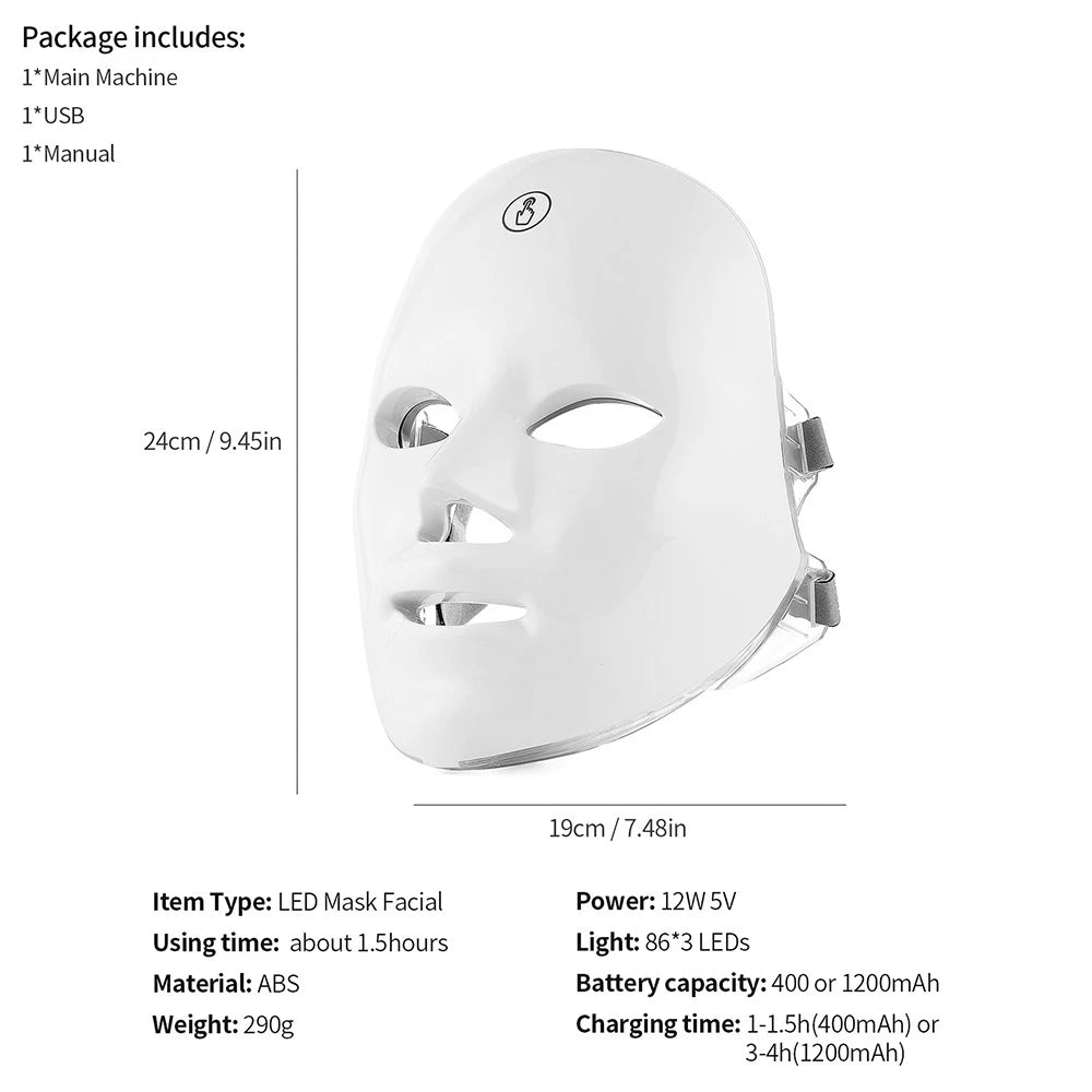 Ultimate LED Skin Therapy Mask: 7 Colors for Total Facial Care